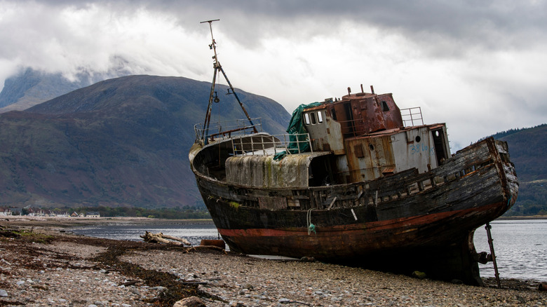 Ruins of ship on the seaside