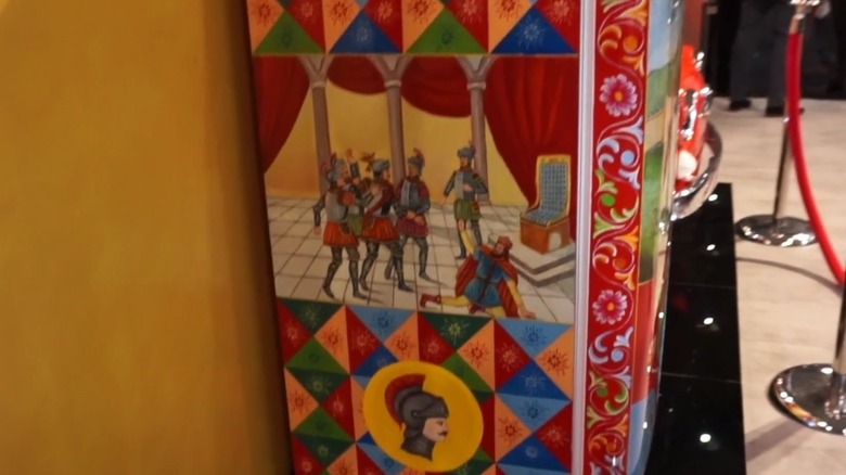 Side view of Smeg/Dolce & Gabbana collaboration refrigerator.