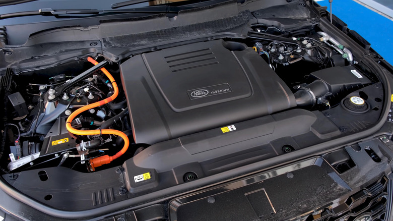 A Land Rover Range Rover showcasing its P400 inline-six engine.