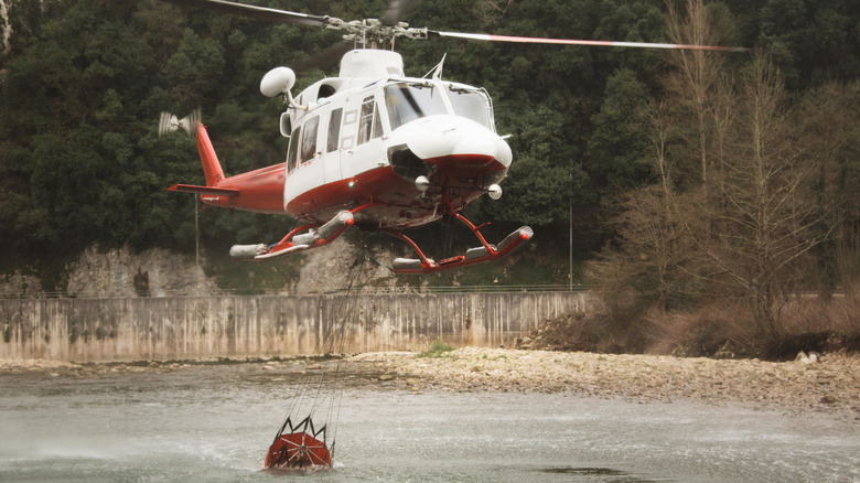 rescue helicopter getting water