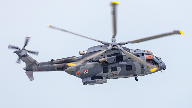 leonardo aw101 helicopter in flight