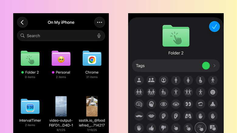iOS 26 new folder color and icon on Files