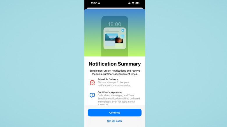 Notification summary settings on iPhone