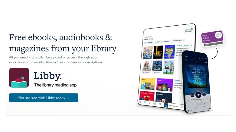 Screenshot of OverDrive website mentioning Libby, the library reading app