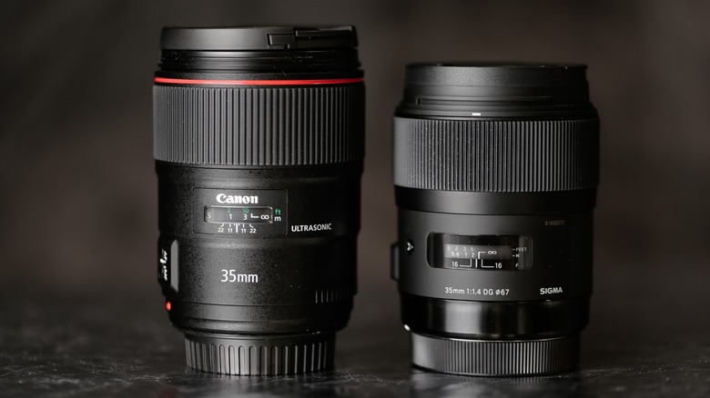 a Canon EF 35mm and a Sigma 35mm lens