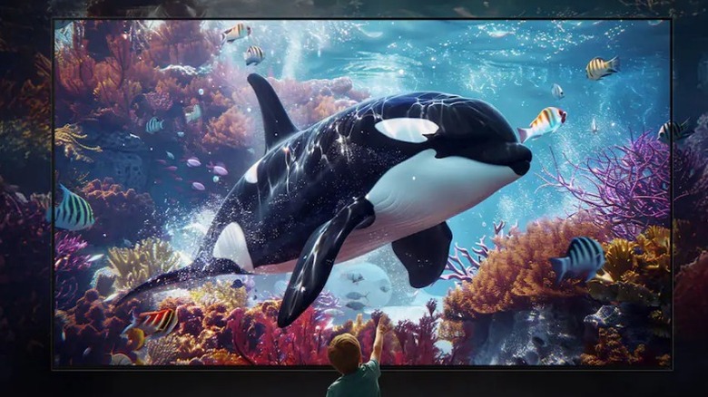LG 91A Series QNED Evo AI Mini LED featuring sea scape