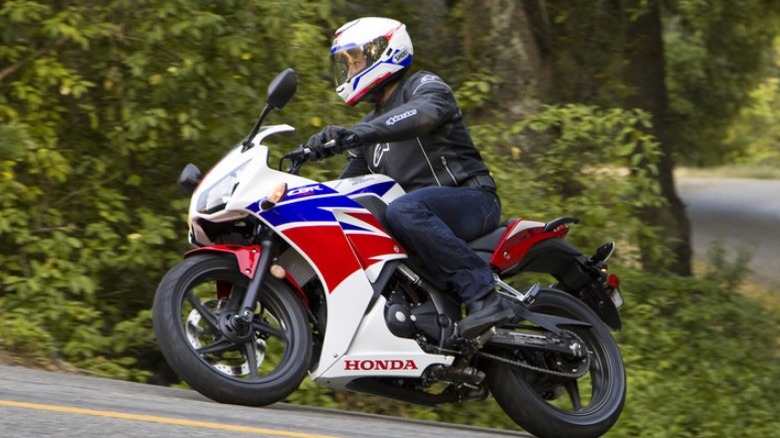 Honda CB300R riding on curving highway