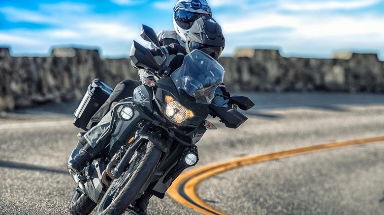 Two riders turning on Kawasaki Versys-X 300