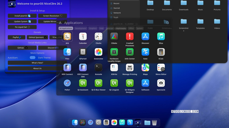 A screenshot of the PearOS desktop environment