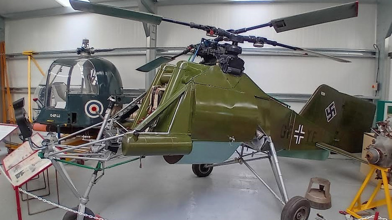 Flettner Fl 282 helicopter on display at musuem