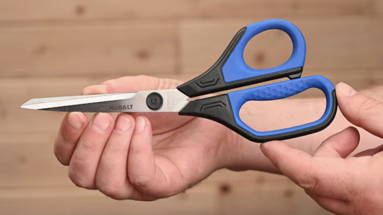 person holding Kobalt scissors