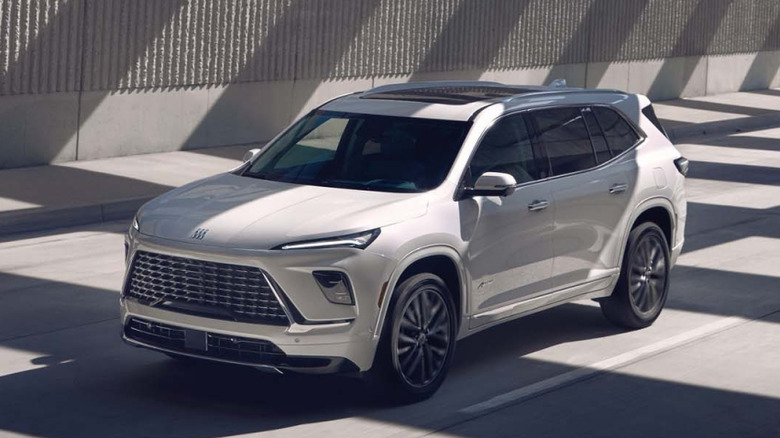 Front 3/4 view of 2026 Buick Enclave on highway