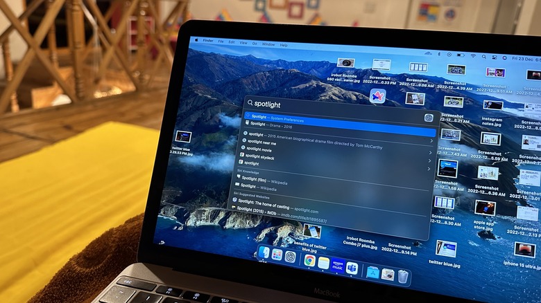 Spotlight search on a MacBook.