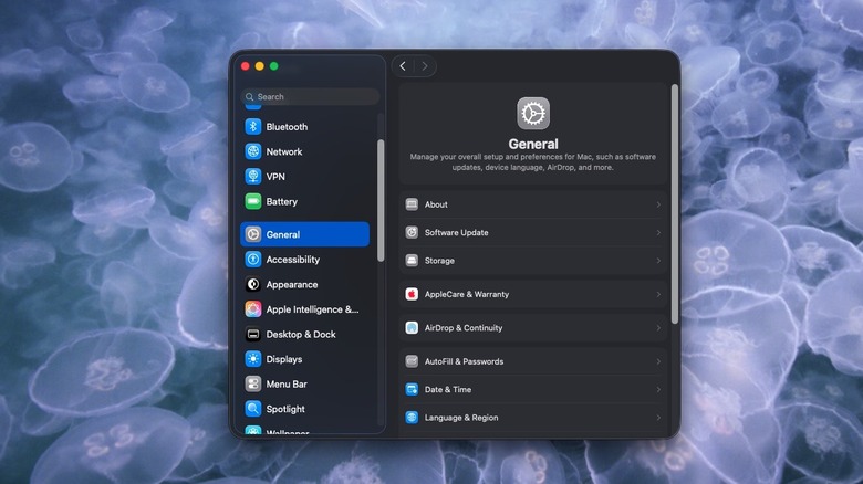 The macOS Settings app on desktop