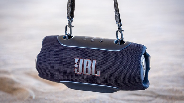 JBL Xtreme 5 hanging from strap