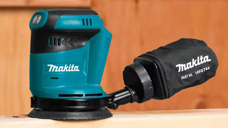 Makita random orbit sander in a workshop