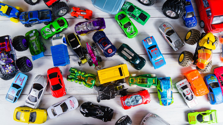 Several small die-cast toy cars