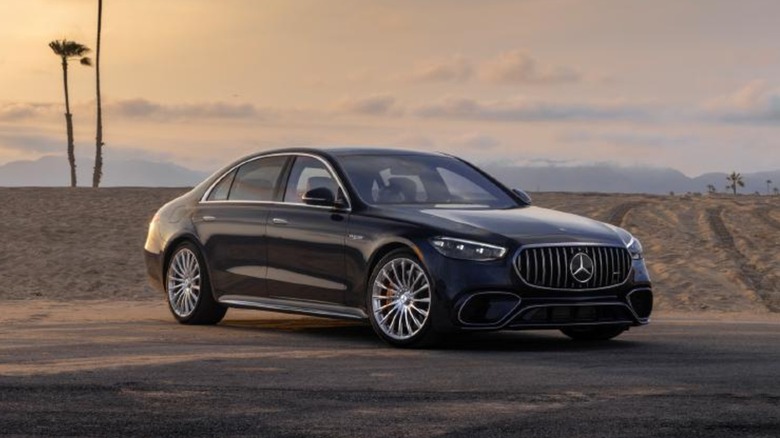 Mercedes-AMG S 63 E sedan on display