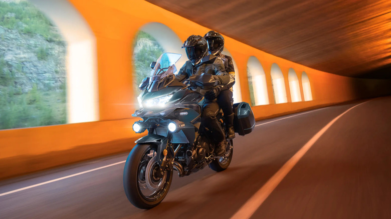 Kawasaki Versys 650 riding through a tunnel