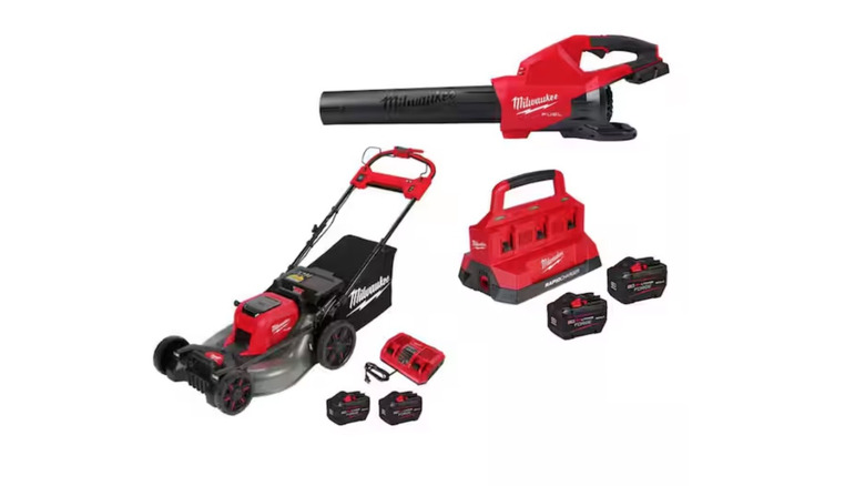 Picture showing Milwaukee Tool lawn care Forge battery combo kit