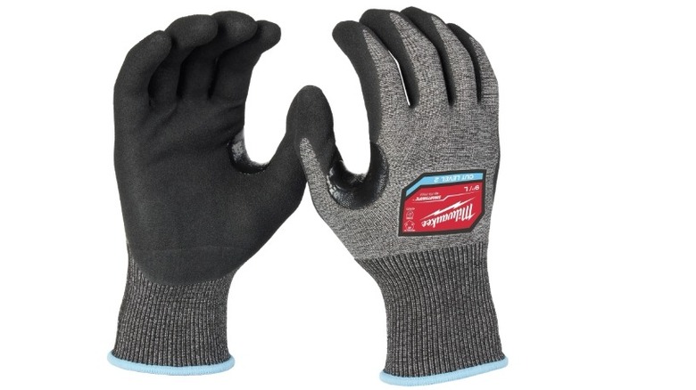 Stock photo of a Milwaukee Tool set of nitrile-dipped gloves