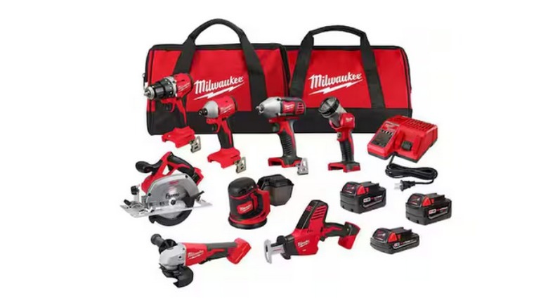 Milwaukee M18 8-tool Combo Kit on white background