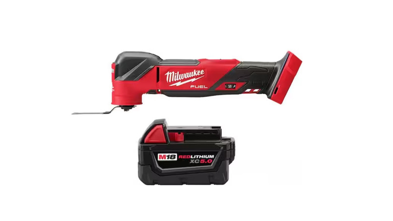Milwuakee multi-tool pictured against a white background