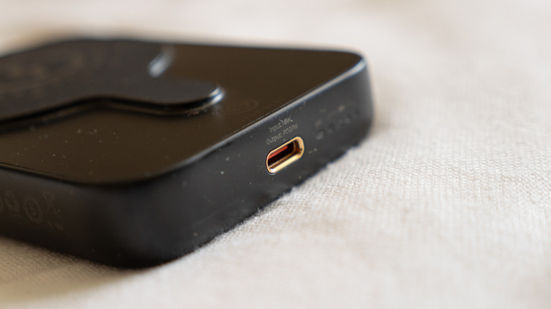 Black gadget showing USB-C port