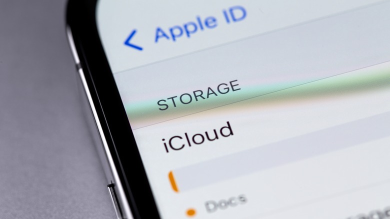 iCloud menu on iPhone