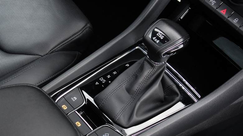 Detail view of automatic transmission shifter stalk in 