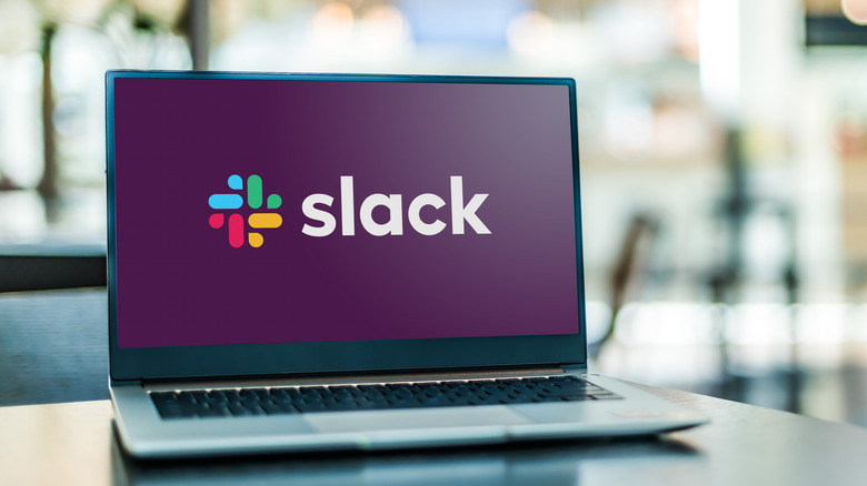 Slack logo on a laptop screen