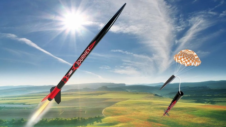 Estes Journey rocket model in air