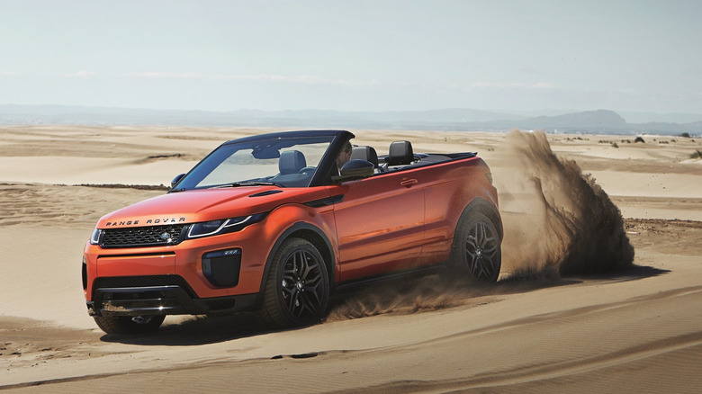 Range Rover Evoque Convertible Driving Through Sand