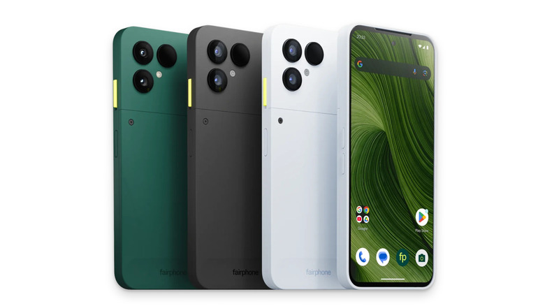 The Fairphone 6 over a white background