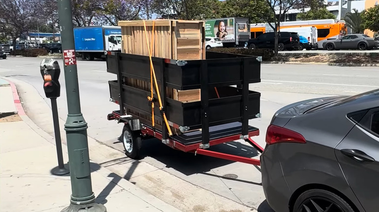 WoodWorkzLA's cargo hauling trailer on the road
