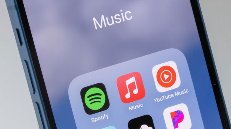 Assorted music streaming app icons on an iPhone screen