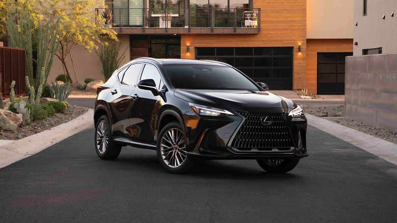A black 2025 Lexus NX parked
