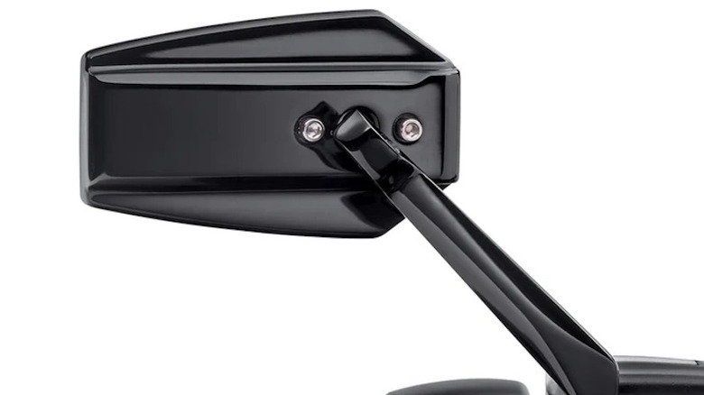 Black motorcycle mirrors attached to a bike