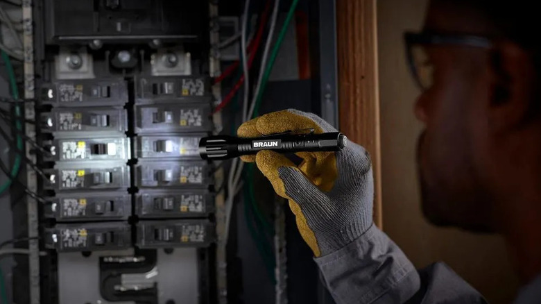 The Braun LED Penlight used to shine light on a switchboard