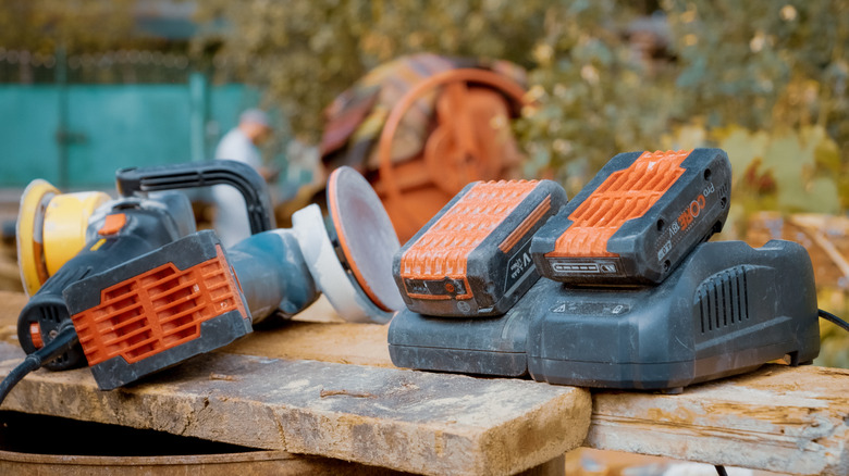 Tool batteries charging.