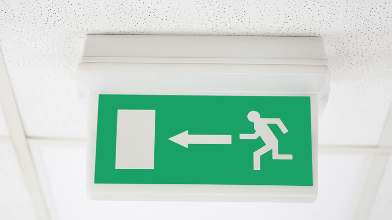 A sign for an emergency evacuation route.