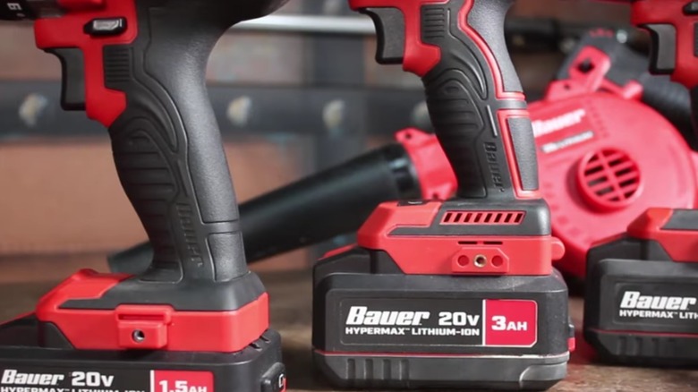 Close up of Bauer power tools from Harbor Freight.