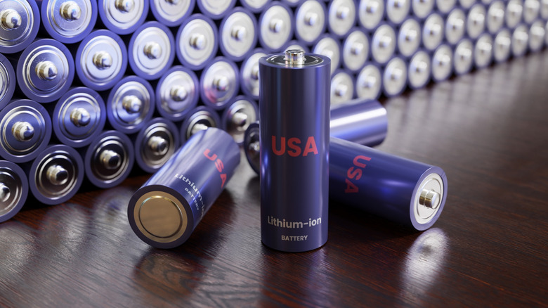 A large collection of lithium-ion batteries.