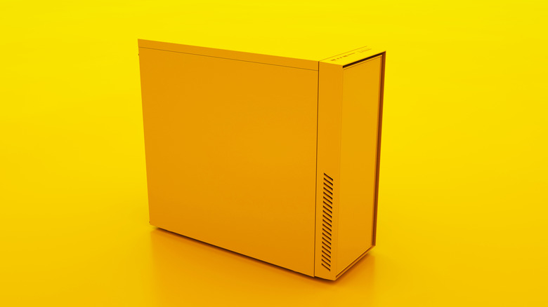 Yellow PC case on yellow background