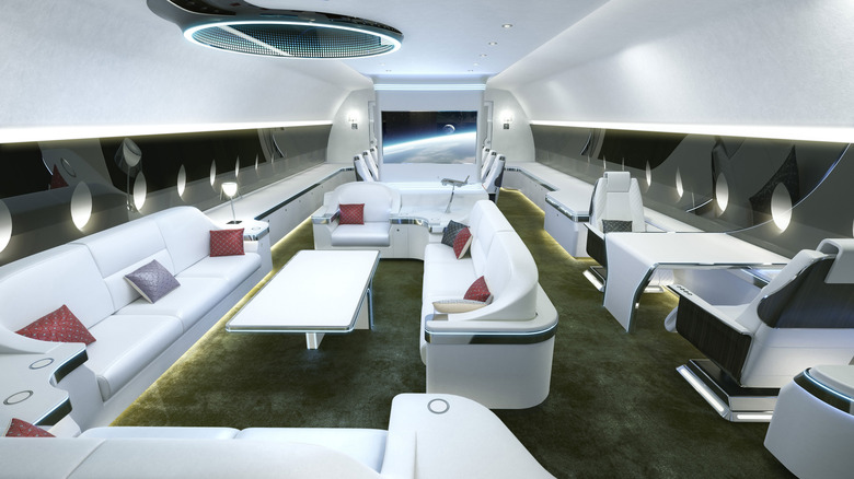 Airbus ACJ350 interiors with white seats