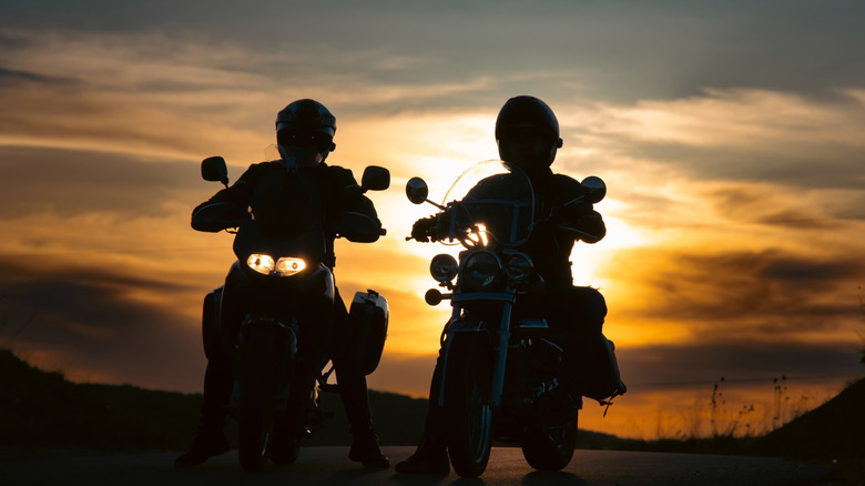 motorcycle road trip sunset