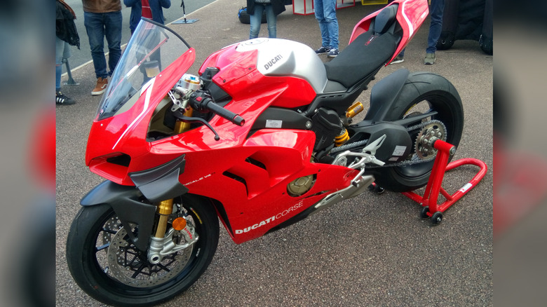 Ducati V4 R on display at the circuit de Nevers Magny-Cours, Nièvre, France.