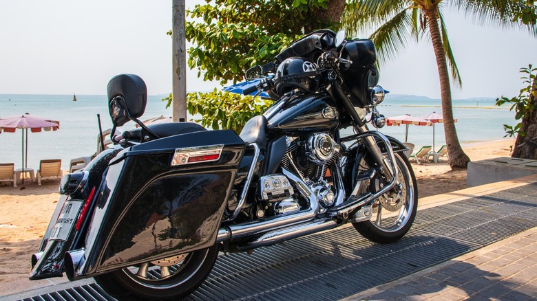 harley motorcycle on beach