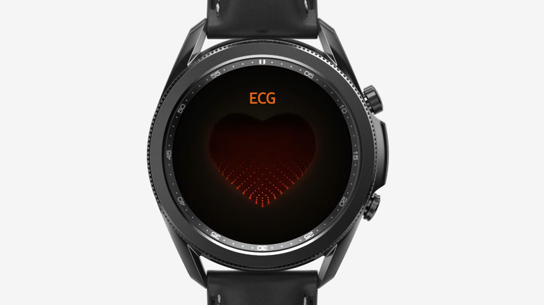 A Samsung Galaxy watch doing an ECG test