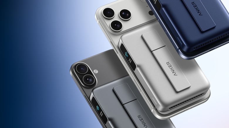 Rendering of multiple phones with Anker MagGo Power Bank 2 Pros attached